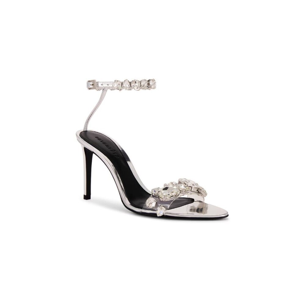 Retrofete Hanna Gemstone Stiletto Sandal Silver Womens Size 39 Us 8